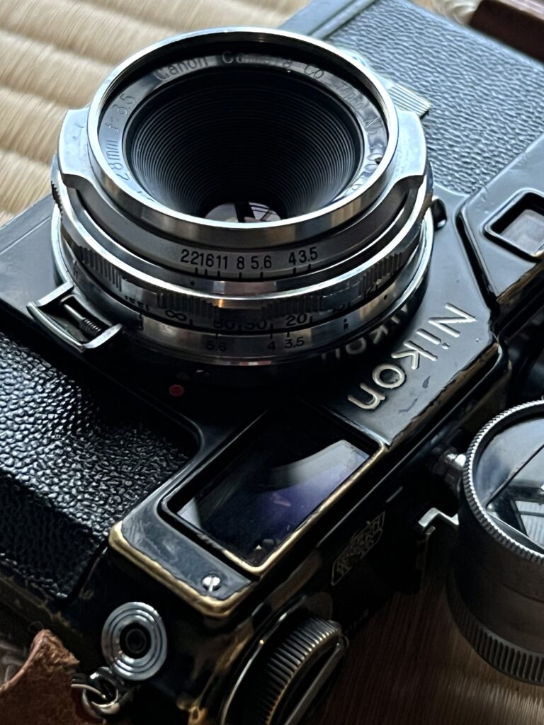 Nikon S3 Olympic with the 28mm Canon f/3.5 lens in Contax rangefinder mount