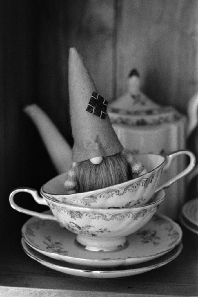 Teacups and a felt gnome