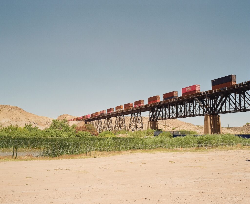 Train crossing the border