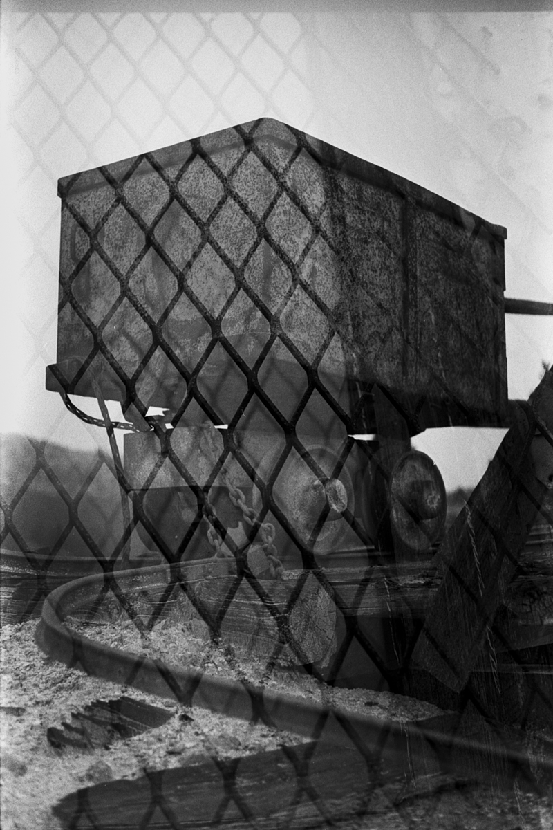 double exposure of gold mine cart