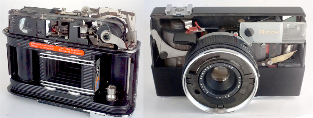 The Selecta-M and the Ricohmatic with top covers removed.