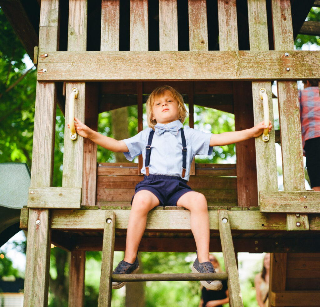 Boy in treehouse