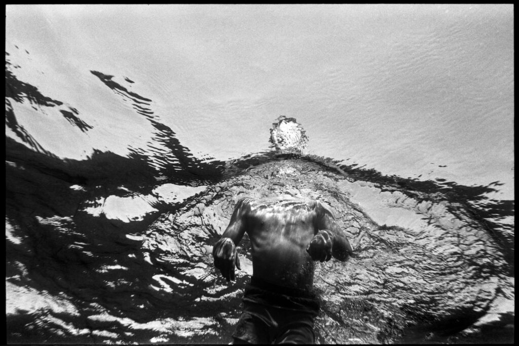 Boy swimming in the sea