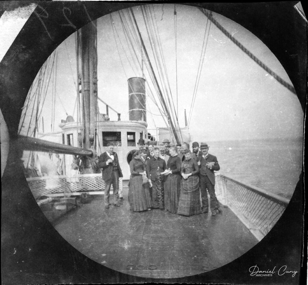 Group of people on a ship.