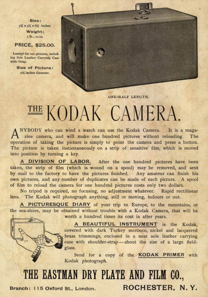 An ad for the original Kodak from 1888