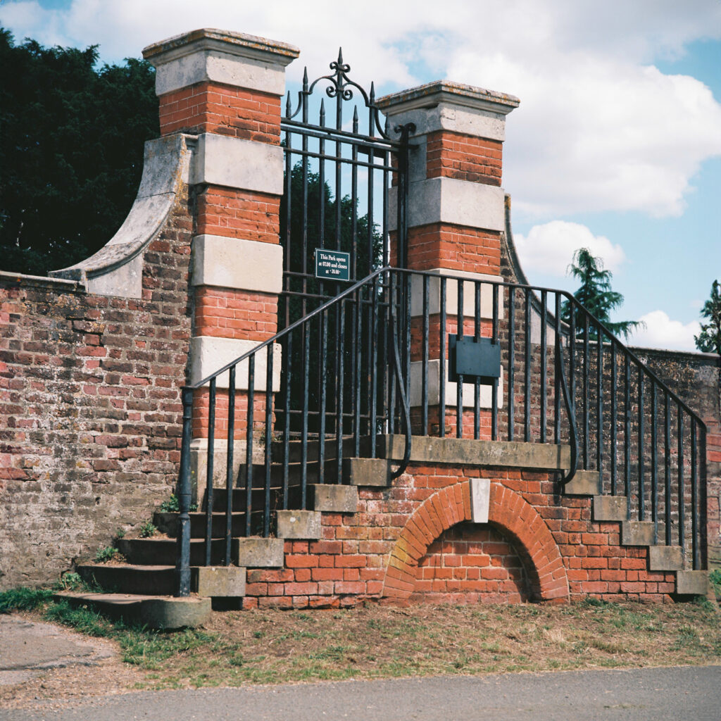 Stairs and gate, Barge Walk, Hampton Court area, Tele Rolleiflex Sonnar 135mm f/4, Kodak Ektar 100.