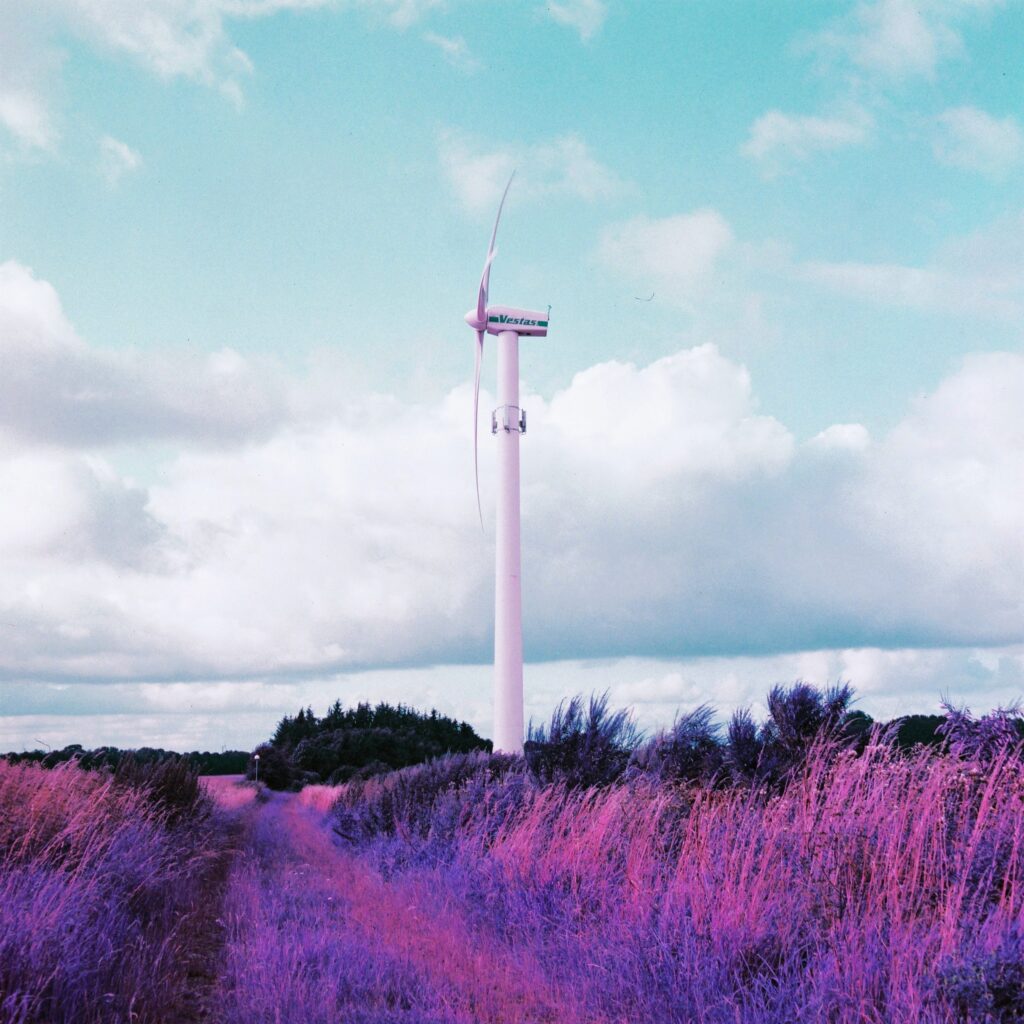 Wind turbine shot on Lomo Purple with Rolleicord Va