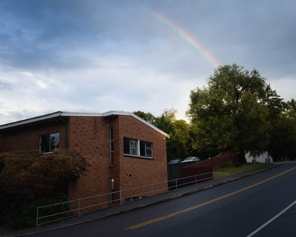 Rainbow near building