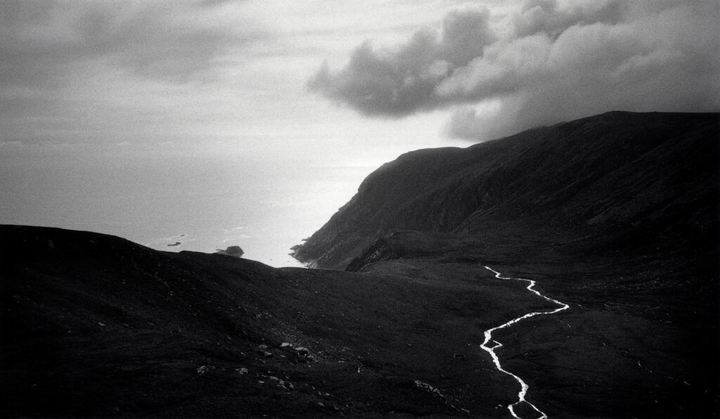 Sunset over the North Sea. Silver gelatin print. Captured with the Olympus XA.