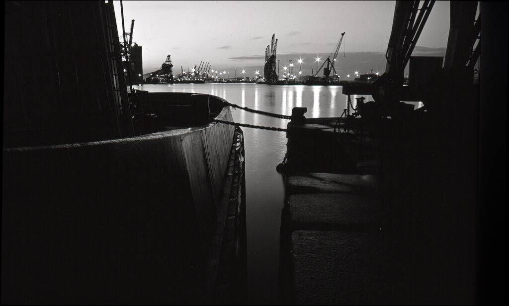 Immingham docks at night.