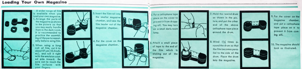 The instructions for reloading the standard 16mm cassette,