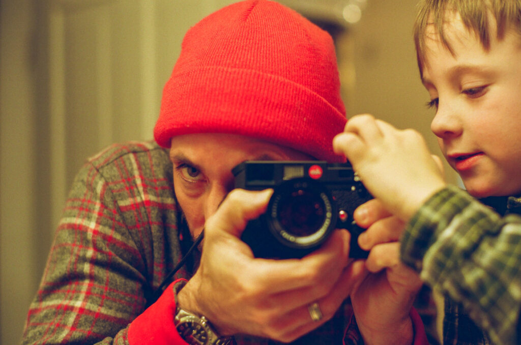 With with red hat and camera