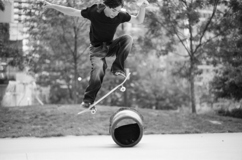 Ollie over traffic cone