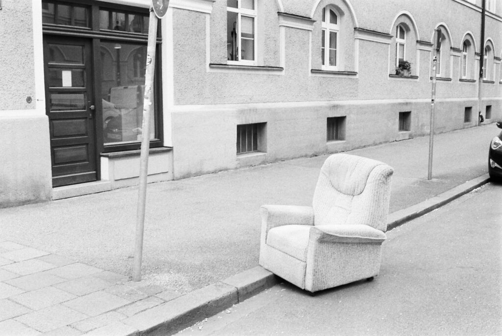 Old chair in street in Munich