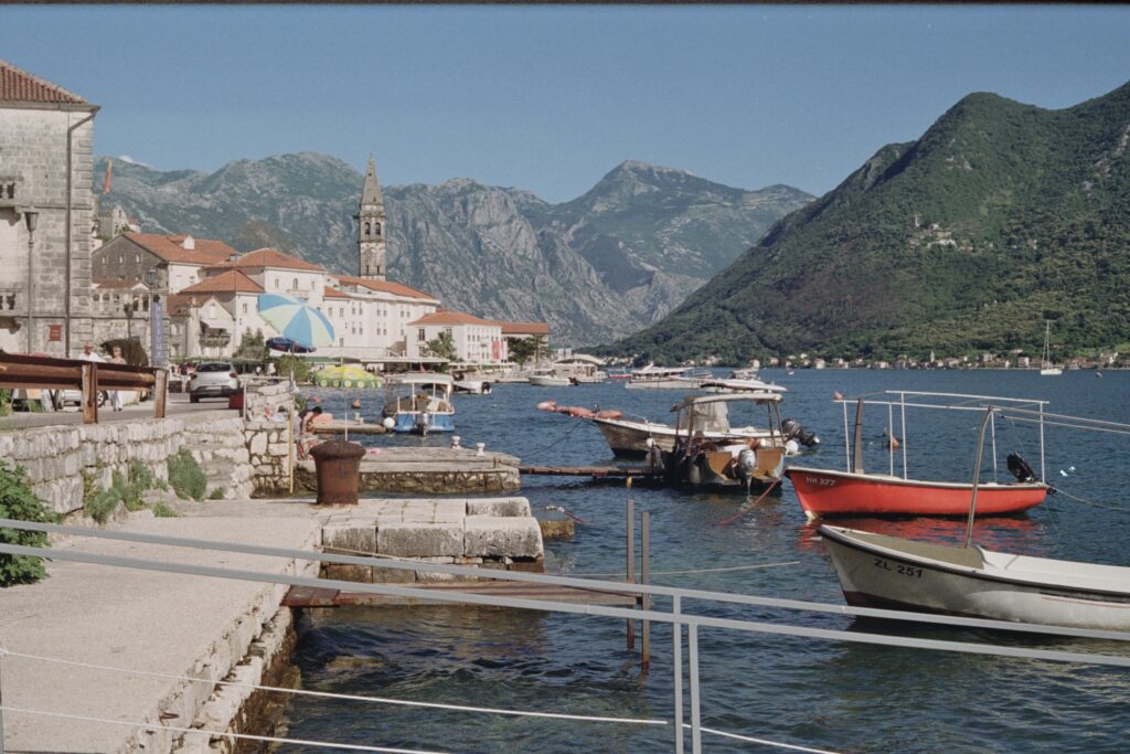 Perast with Red Boat