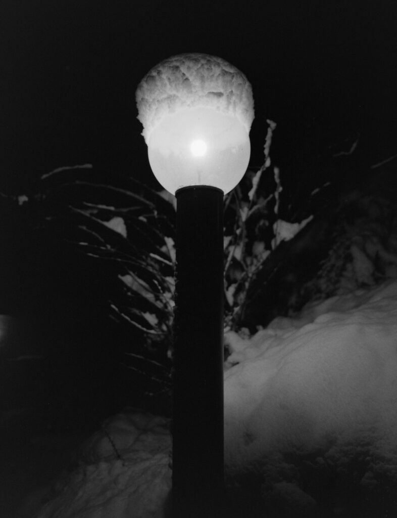 Sidewalk Lighting with a little snow cap