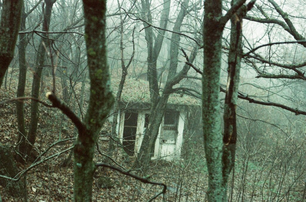 abandoned house in the fog