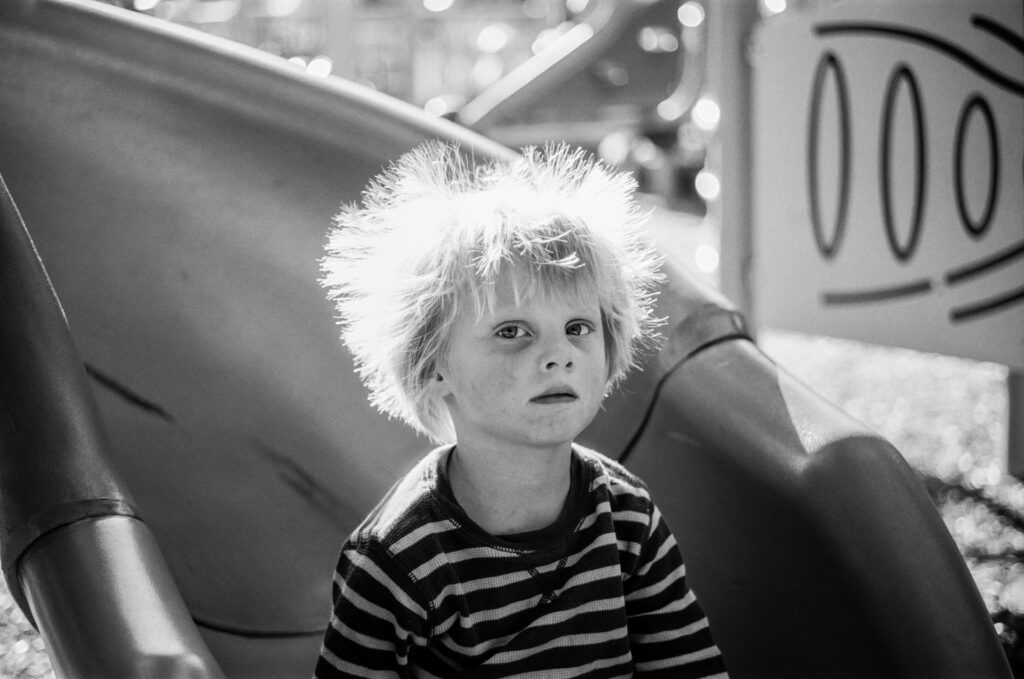 Boy with frizzy hair